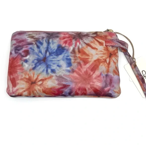HOBO Waver Floral Tie-Dye Clutch Leather Bag Hard to Find - Picture 3 of 11